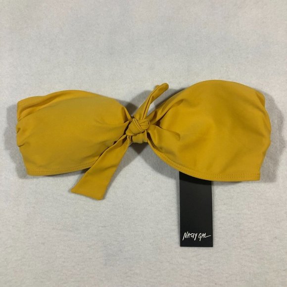 Nasty Gal Other - NEW Nasty Gal Womens 8 Havana a Good Time Tie Bandeau Bikini Top Mustard Yellow